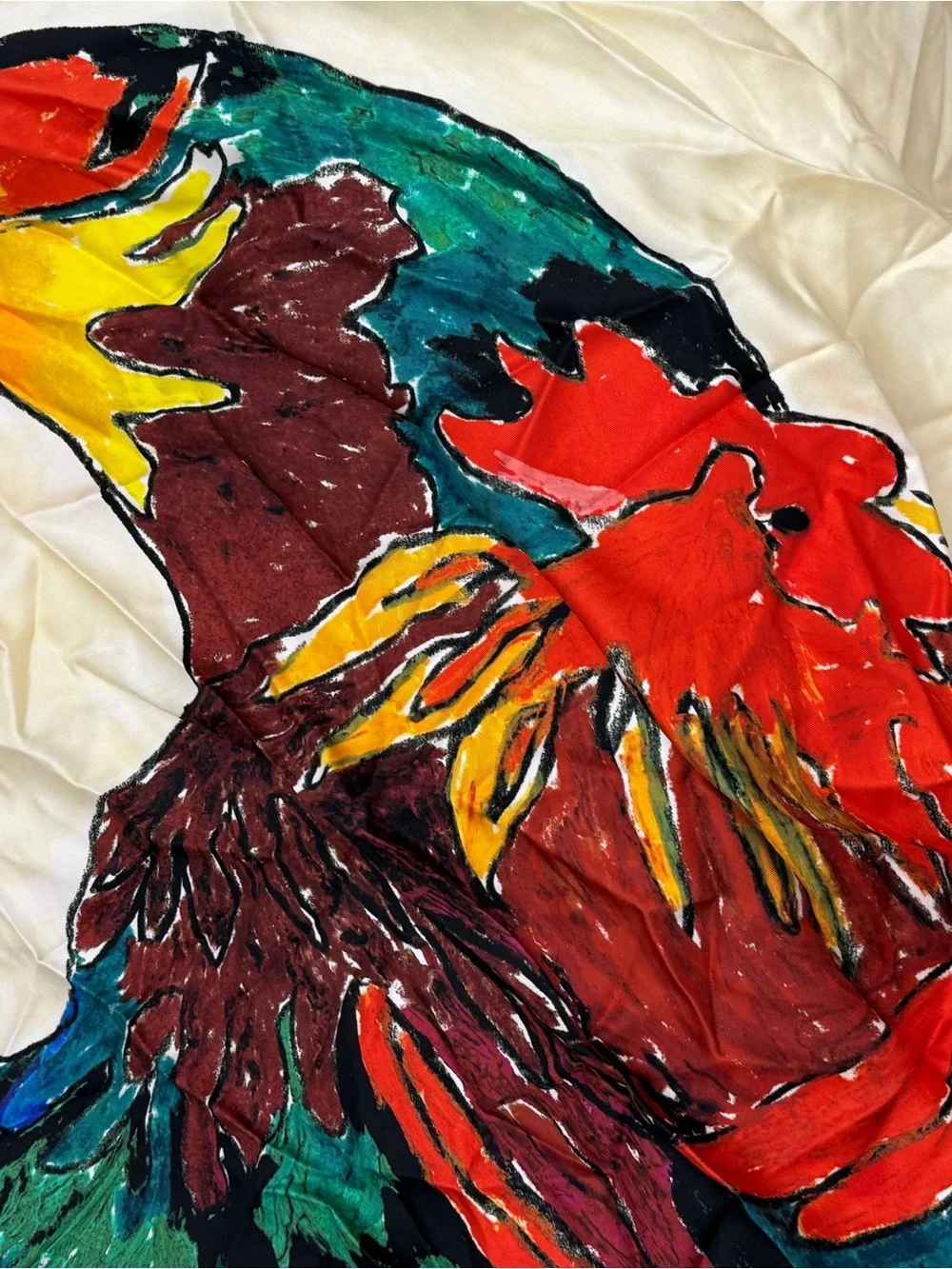 Burberry Multicolor Silk Scarf with Rooster 100% silk made in Italy